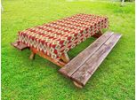 Abakuhaus Tovaglia Boho Per Esterni, Stampa Con Motivo Tribale Geometrico Folk Turco A Zig Zag, Vermiglio E Multicolore, 145X305 Cm