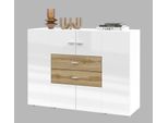 Cassettiera Combinata Nikol - Bianco / Bianco Lucido / Rovere Wotan