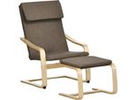 Homcom Poltrona Relax Con Poggiapiedi, Poltrona Ad Ala Con Sgabello, Poltrona Reclinabile Con Braccioli, Sedia Da Pranzo, Poltrona Relax Con Rivestimento In Lino Per Soggiorno, Marrone 67 X 72 X 100 Cm