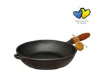 Padella In Ghisa Maysternya - ø 26 X 6 Cm - Manico In Legno - Padella Per Tutte Le Fonti Di Calore - Padelle - Padelle Per Grigliare - Set Di Padelle - Nero