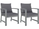 The Living Store Sedie Da Giardino 2 Pezzi Con Cuscini Grigio Scuro In Legno Massiccio Di Acacia