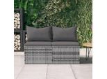 The Living Store Divano Da Giardino Con Cuscini 2 Pz. Poli Rattan Grigio