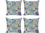 Abakuhaus Set Di Federe Marocchine (4 Pezzi), Flora, Stampa Digitale Moderna Su Entrambi I Lati, 45 Cm X 45 Cm, Multicolore