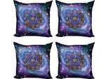 Abakuhaus Set Di Federe Geometriche (4 Pezzi), Motivo Mandala Cosmico, Stampa Digitale Moderna Su Entrambi I Lati, 50 Cm X 50 Cm, Multicolore