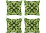 Abakuhaus Set Di Federe Astratte (4 Pezzi), Moda Retrò Astratta, Stampa Digitale Moderna Su Entrambi I Lati, 45 Cm X 45 Cm, Verde