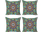 Abakuhaus Set Di Federe Psichedeliche (4 Pezzi), Forme Hippie Astratte, Stampa Digitale Moderna Su Entrambi I Lati, 50 Cm X 50 Cm, Multicolore