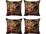 Abakuhaus Set Di Federe Fractal (4 Pezzi), Tema Gotico Medievale, Stampa Digitale Moderna Su Entrambi I Lati, 50 Cm X 50 Cm, Multicolore