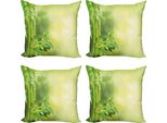 Set Di Federe Per Cuscini Abakuhaus Spa (4 Pezzi), Alberi Di Bambù Verdi, Stampa Digitale Moderna Su Entrambi I Lati, 60 Cm X 60 Cm, Verde E Verde Chiaro