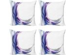 Abakuhaus Set Di Federe Astratte (4 Pezzi), Pois Ondulati Sfumati, Stampa Digitale Moderna Su Entrambi I Lati, 40 Cm X 40 Cm, Viola, Blu E Bianco