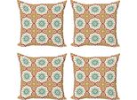 Abakuhaus Set Di Federe Marocchine (4 Pezzi), Forme Geometriche, Stampa Digitale Moderna Su Entrambi I Lati, 40 Cm X 40 Cm, Beige Senape