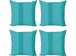 Abakuhaus Set Di Federe Astratte (4 Pezzi), Strisce Digitali, Stampa Digitale Moderna Su Entrambi I Lati, 40 Cm X 40 Cm, Turchese Azzurro