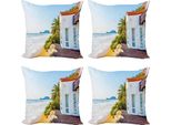 Abakuhaus Set Di Federe Per Cuscini Ocean (4 Pezzi), Home Veranda View Marocchino, Stampa Digitale Moderna Su Entrambi I Lati, 45 Cm X 45 Cm, Multicolore