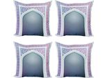 Abakuhaus Set Di Federe Marocchine (4 Pezzi), Motivi Geometrici Antichi, Stampa Digitale Moderna Su Entrambi I Lati, 40 Cm X 40 Cm, Grigio Malva