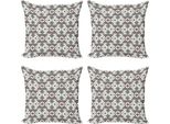 Abakuhaus Set Di Federe Astratte (4 Pezzi), Geometrico Azteco Etnico, Stampa Digitale Moderna Su Entrambi I Lati, 40 Cm X 40 Cm, Perle Grigie Rosa Pallido