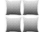 Abakuhaus Set Di Federe Astratte (4 Pezzi), Pois Minimalisti, Stampa Digitale Moderna Su Entrambi I Lati, 40 Cm X 40 Cm, Bianco