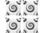 Abakuhaus Set Di Federe Astratte (4 Pezzi), Motivo A Spirale, Stampa Digitale Moderna Su Entrambi I Lati, 60 Cm X 60 Cm, Bianco E Nero