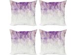 Abakuhaus Set Di Federe Astratte (4 Pezzi), Cerchi Sfocati Digitali, Stampa Digitale Moderna Su Entrambi I Lati, 50 Cm X 50 Cm, Lilla Cocco Viola