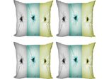 Abakuhaus Set Di Federe Astratte (4 Pezzi), Vari Fiori Margherita, Stampa Digitale Moderna Su Entrambi I Lati, 45 Cm X 45 Cm, Verde Avocado-Turchese