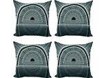 Abakuhaus Set Di Federe Per Cuscini Space (4 Pezzi), Futuristic Interior, Stampa Digitale Moderna Su Entrambi I Lati, 40 Cm X 40 Cm, Blu Grigio