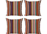 Abakuhaus Set Di Federe Astratte (4 Pezzi), Colori Vivaci A Righe, Stampa Digitale Moderna Su Entrambi I Lati, 60 Cm X 60 Cm, Multicolore