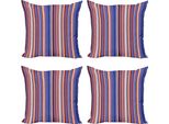 Abakuhaus Set Di Federe Astratte (4 Pezzi), Strisce Colorate Sfumate, Stampa Digitale Moderna Su Entrambi I Lati, 60 Cm X 60 Cm, Viola Blu Salmone