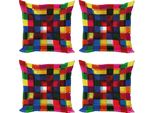 Abakuhaus Set Di Federe Astratte (4 Pezzi), Piastrelle Mosaico A Mezzitoni, Stampa Digitale Moderna Su Entrambi I Lati, 60 Cm X 60 Cm, Multicolore