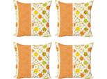 Abakuhaus Set Di Federe Astratte (4 Pezzi), Circular Round, Stampa Digitale Moderna Su Entrambi I Lati, 50 Cm X 50 Cm, Arancione Giallo Verde Lime
