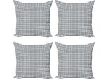 Abakuhaus Set Di Federe Astratte (4 Pezzi), Immagine Simmetrica Alla Moda, Stampa Digitale Moderna Su Entrambi I Lati, 40 Cm X 40 Cm, Grigio Azzurro Pallido