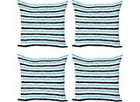 Abakuhaus Set Di Federe Astratte (4 Pezzi), Colore Bands Stripes, Stampa Digitale Moderna Su Entrambi I Lati, 50 Cm X 50 Cm, Acquamarina, Nero, Bianco