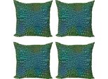 Abakuhaus Set Di Federe Astratte (4 Pezzi), Pelle Di Alligatore, Stampa Digitale Moderna Su Entrambi I Lati, 60 Cm X 60 Cm, Verde Blu