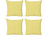 Abakuhaus Set Di Federe Astratte (4 Pezzi), Summer Squares, Stampa Digitale Moderna Su Entrambi I Lati, 60 Cm X 60 Cm, Giallo E Bianco
