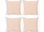 Abakuhaus Set Di Federe Rosa (4 Pezzi), Romantico Old Country, Stampa Digitale Moderna Su Entrambi I Lati, 40 Cm X 40 Cm, Salmone Chiaro E Bianco