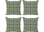 Abakuhaus Set Di Federe Astratte (4 Pezzi), Trama Folk Inglese, Stampa Digitale Moderna Su Entrambi I Lati, 60 Cm X 60 Cm, Blu Ardesia, Blu, Grigio