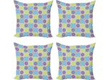 Abakuhaus Set Di Federe Astratte (4 Pezzi), Motivo Limone Citrus, Stampa Digitale Moderna Su Entrambi I Lati, 40 Cm X 40 Cm, Verde Chiaro E Viola