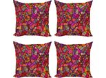 Abakuhaus Set Di Federe Astratte (4 Pezzi), Mosaico Vitray Triangle, Stampa Digitale Moderna Su Entrambi I Lati, 60 Cm X 60 Cm, Multicolore