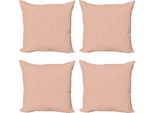 Abakuhaus Set Di Federe Astratte (4 Pezzi), Forme Piccole Arrotondate, Stampa Digitale Moderna Su Entrambi I Lati, 60 Cm X 60 Cm, Rosso-Crema