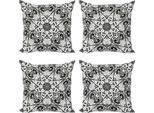 Set Di Federe Per Cuscini Abakuhaus Mandala (4 Pezzi), Motivo Orientale, Stampa Digitale Moderna Su Entrambi I Lati, 40 Cm X 40 Cm, Bianco E Nero