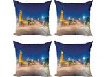 Abakuhaus Set Di Federe Per Cuscini (4 Pezzi), Big Ben Westminster Uk, Stampa Digitale Moderna Su Entrambi I Lati, 40 Cm X 40 Cm, Blu, Grigio, Giallo
