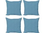 Abakuhaus Set Di Federe Nautiche (4 Pezzi), Motivo Sailor Knot, Stampa Digitale Moderna Su Entrambi I Lati, 50 Cm X 50 Cm, Blu E Bianco