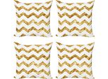 Abakuhaus Set Di Federe Astratte (4 Pezzi), Motivo A Zig-Zag, Moderno, Stampa Digitale Moderna Su Entrambi I Lati, 40 Cm X 40 Cm, Bianco Caffè Chiaro