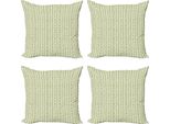 Abakuhaus Set Di Federe Astratte (4 Pezzi), Tonalità Verde E Grigio, Stampa Digitale Moderna Su Entrambi I Lati, 40 Cm X 40 Cm, Verde Pallido Grigio Bianco