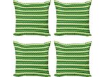 Abakuhaus Set Di Federe Verdi (4 Pezzi), Linee Ondulate Irish Cultural, Stampa Digitale Moderna Su Entrambi I Lati, 60 Cm X 60 Cm, Verde Lime Verde Scuro