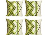 Abakuhaus Set Di Federe Astratte (4 Pezzi), Forme Diamantate Psichedeliche, Stampa Digitale Moderna Su Entrambi I Lati, 60 Cm X 60 Cm, Verde Lime Verde Militare