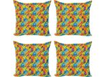 Abakuhaus Set Di Federe Astratte (4 Pezzi), Schizzi Di Colore Funky, Stampa Digitale Moderna Su Entrambi I Lati, 50 Cm X 50 Cm, Multicolore