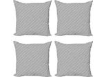 Abakuhaus Set Di Federe Astratte (4 Pezzi), Linee Curve Classiche, Stampa Digitale Moderna Su Entrambi I Lati, 60 Cm X 60 Cm, Bianco E Nero