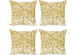 Abakuhaus Set Di Federe Astratte (4 Pezzi), Party Squares, Stampa Digitale Moderna Su Entrambi I Lati, 40 Cm X 40 Cm, Giallo Caramello E Bianco