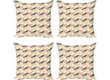 Abakuhaus Set Di Federe Astratte (4 Pezzi), Design Creativo Decorativo, Stampa Digitale Moderna Su Entrambi I Lati, 60 Cm X 60 Cm, Multicolore