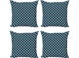 Abakuhaus Set Di Federe Astratte (4 Pezzi), Motivo A Strisce Ondulate, Stampa Digitale Moderna Su Entrambi I Lati, 50 Cm X 50 Cm, Blu Petrolio, Nero, Bianco