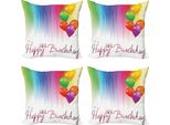 Set Di Federe Per Cuscini Abakuhaus (4 Pezzi), Candela Con Palloncini, Stampa Digitale Moderna Su Entrambi I Lati, 60 Cm X 60 Cm, Multicolore
