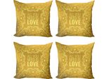 Set Di Federe Per Cuscini Abakuhaus Mandala (4 Pezzi), Parole Romantiche Vorticoso, Stampa Digitale Moderna Su Entrambi I Lati, 50 Cm X 50 Cm, Giallo